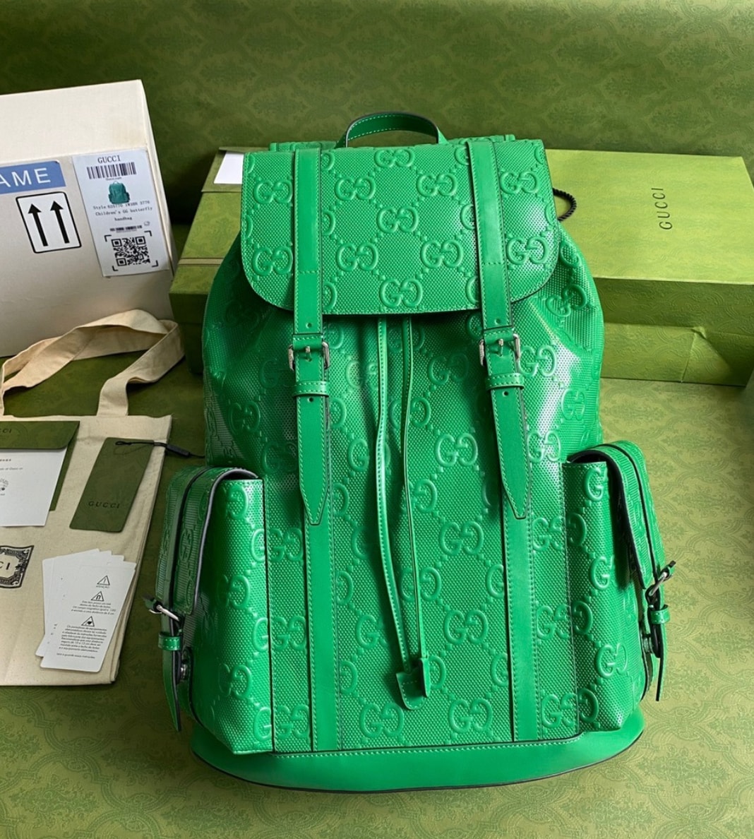 Gucci GG Embossed Backpack Verde — vista principal