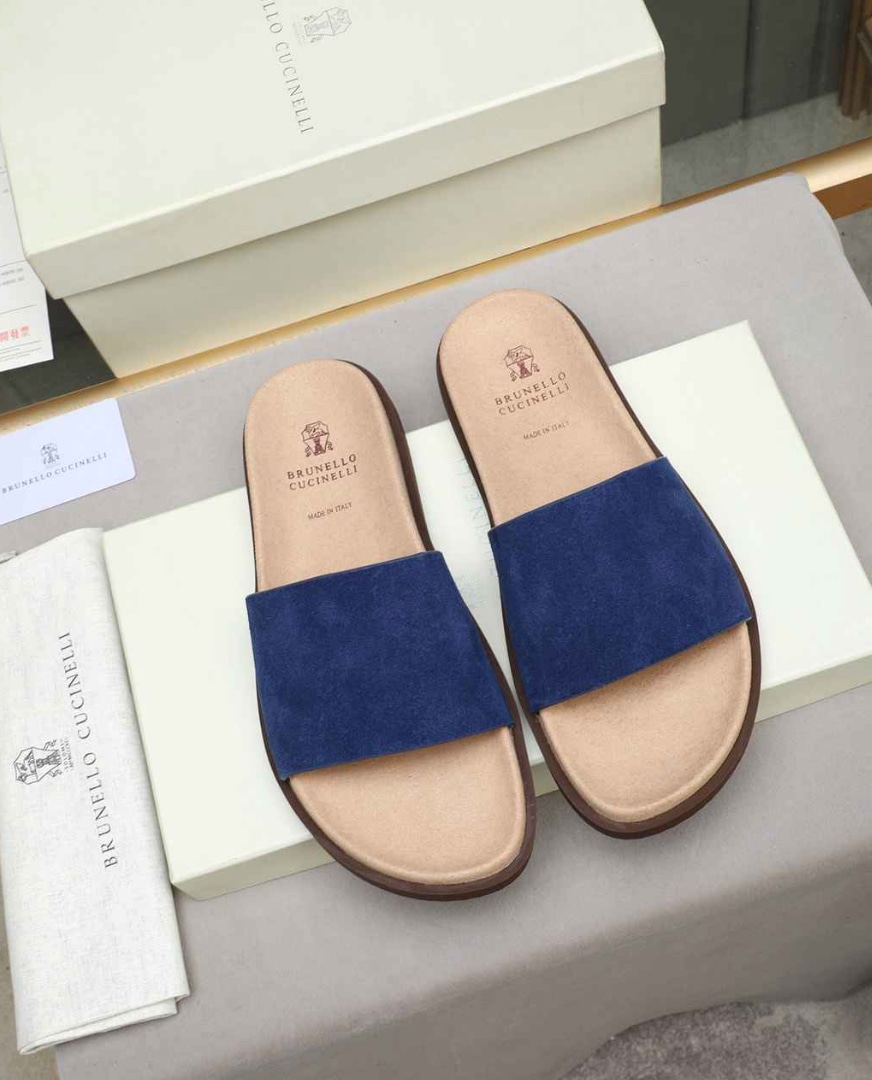Brunello Cucinelli Suede Slide Navy — vista principal