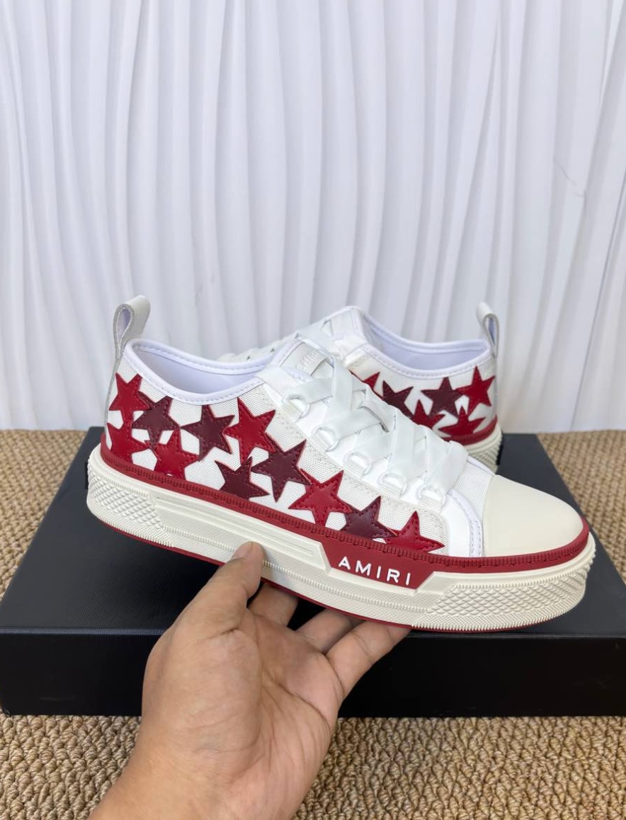 Amiri Stars Court Low White Red — vista principal