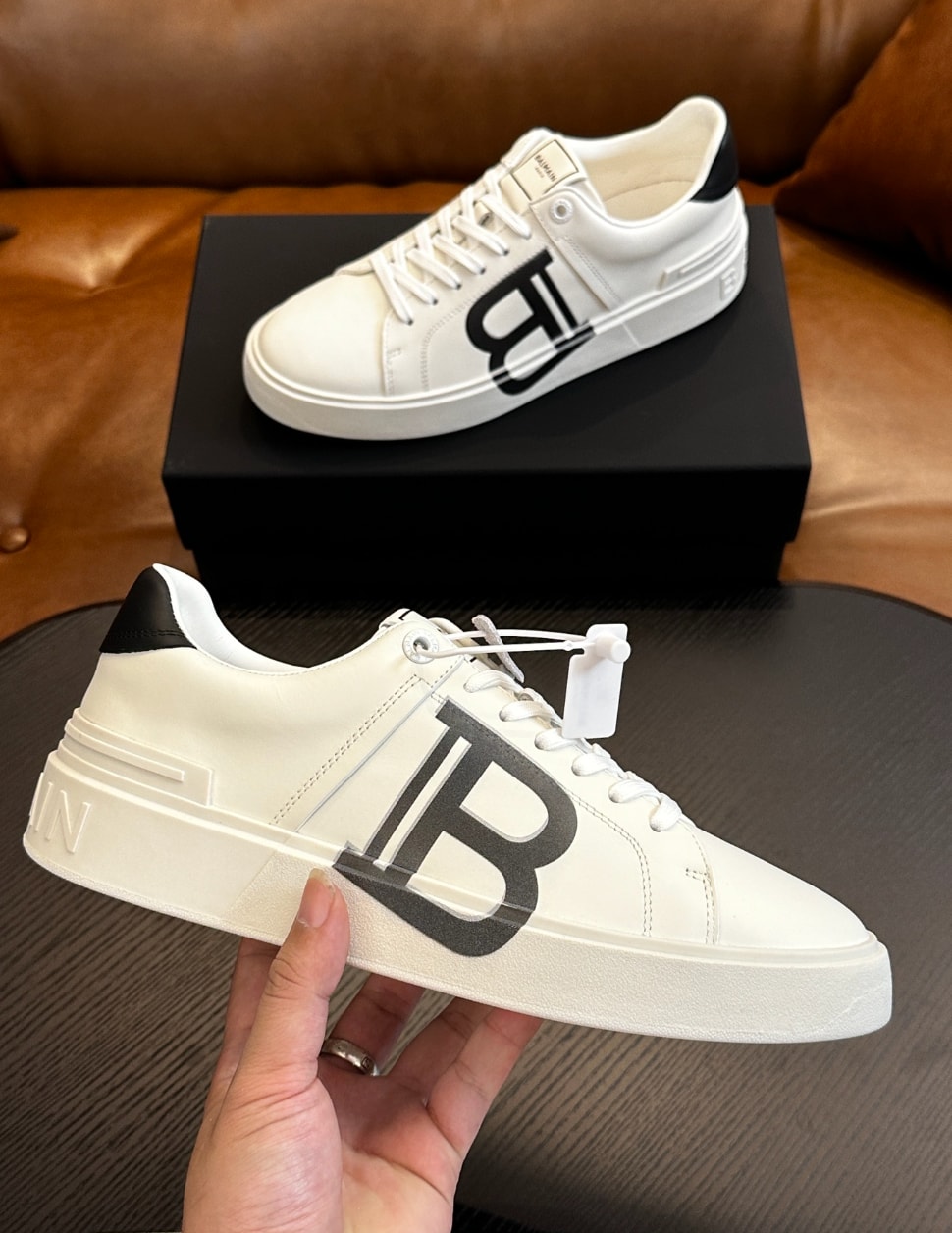 Balmain B-Court Big Logo Sneakers White Black — vista principal