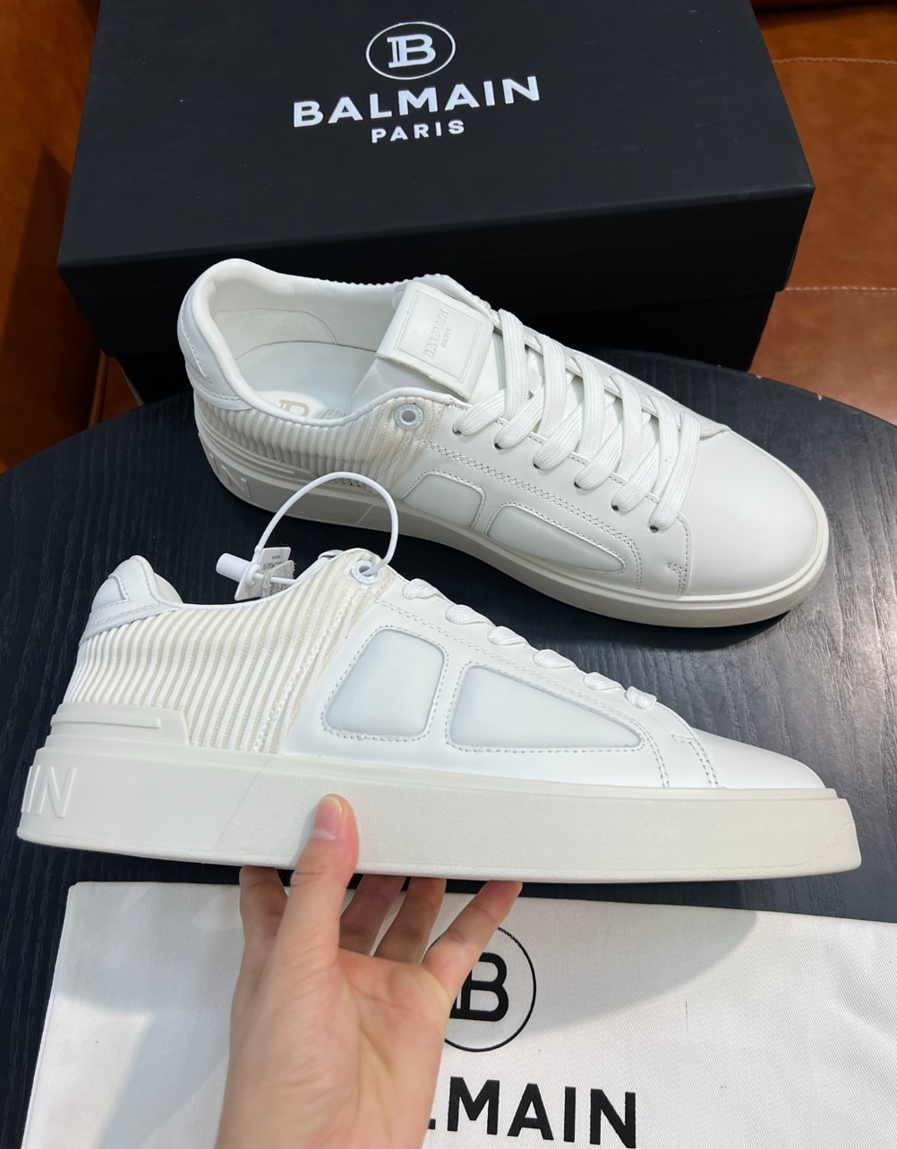 Balmain B-Court Panelled Sneakers White — vista principal