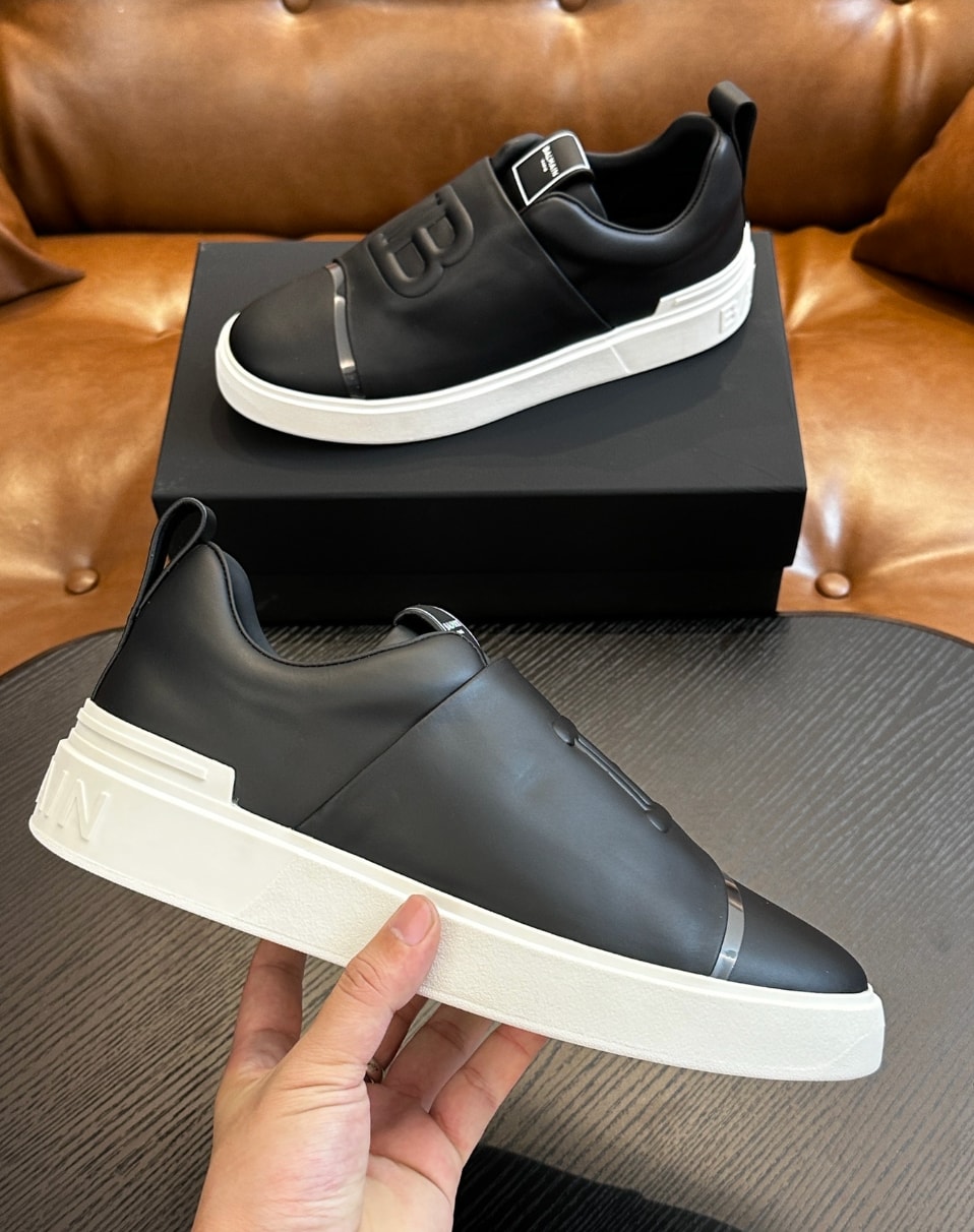 Balmain B-Court Slip-On Sneakers Black Silver — vista principal