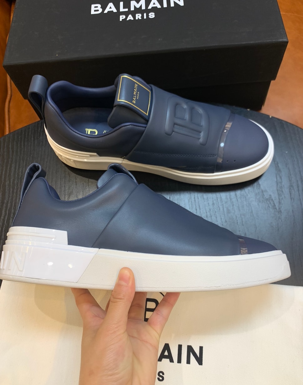 Balmain B-Court Slip-On Strap Sneakers Navy — vista principal
