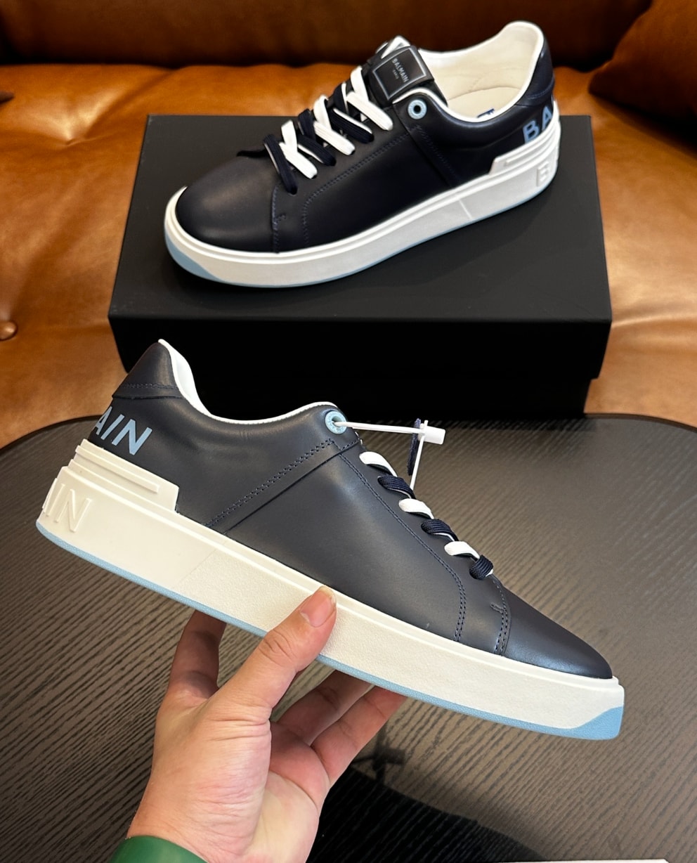 Balmain B-Court Sneakers Navy Blue Sole — vista principal