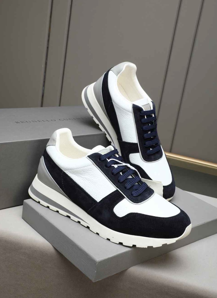 Brunello Cucinelli Runner Sneakers Navy White — vista principal