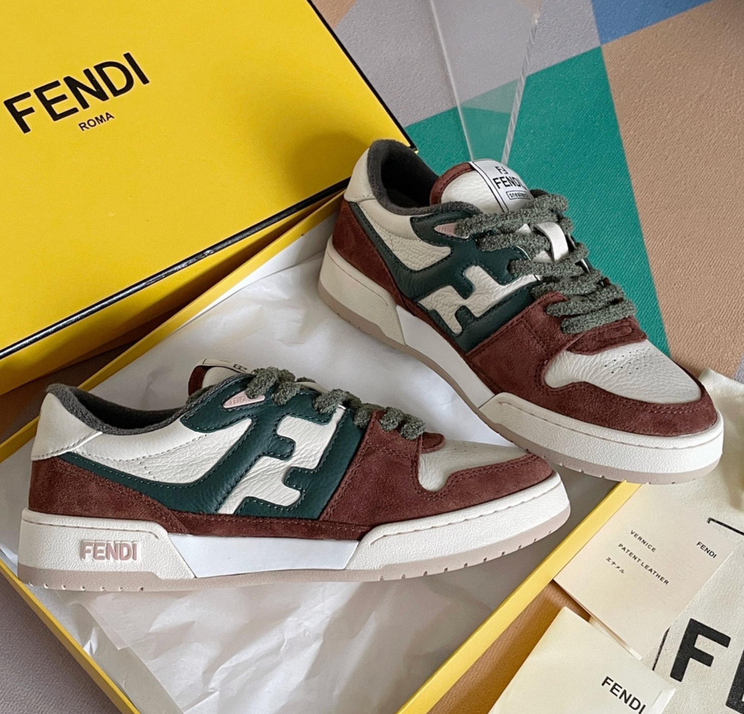Fendi Match Low-Top Burgundy Green — vista principal