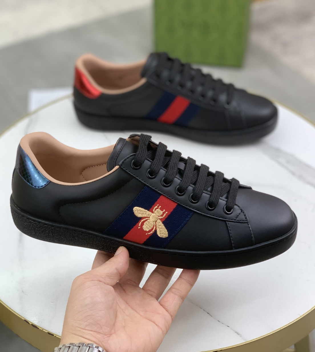 Gucci Ace Bee Black Leather — vista principal
