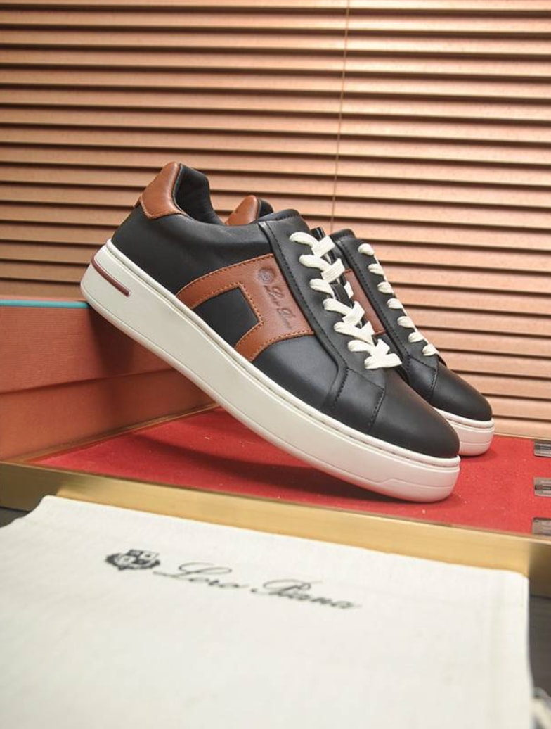 Loro Piana Contrast Panel Low-Top Black Tan — vista principal