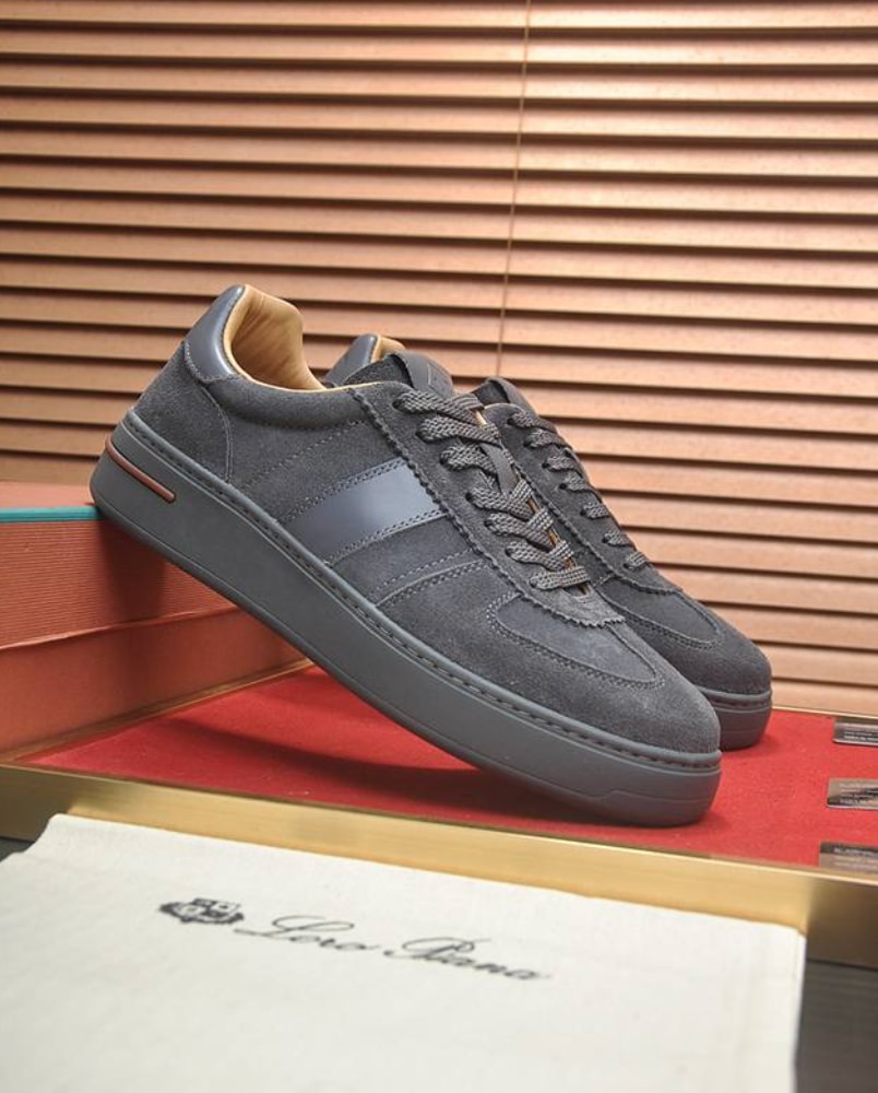Loro Piana Side-Stripe Low-Top Charcoal — vista principal
