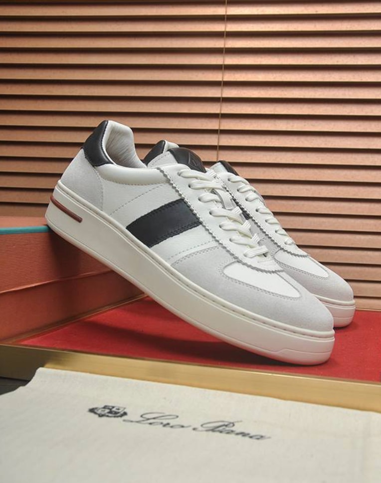 Loro Piana Side-Stripe Low-Top White — vista principal