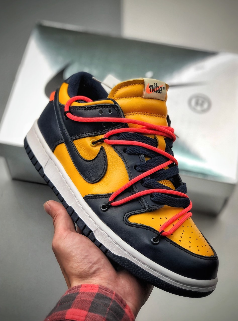 Nike Dunk Low Off-White Navy Gold — vista principal
