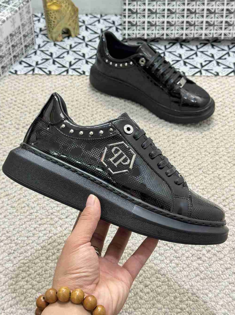 Philipp Plein Hexagon Studded Oversized Low-Top Black — vista principal