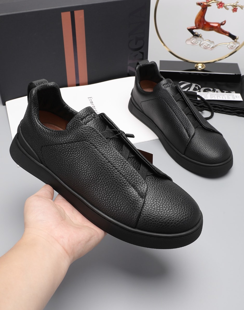 Zegna Triple Stitch Sneakers Black — vista principal
