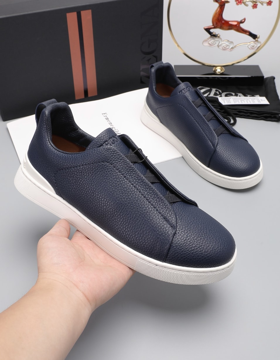 Zegna Triple Stitch Sneakers Navy — vista principal