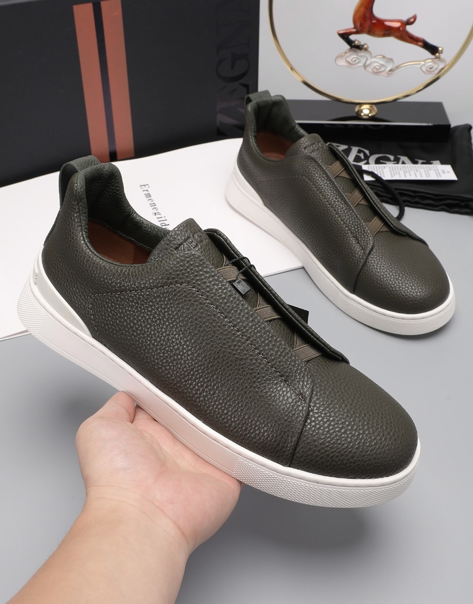 Zegna Triple Stitch Sneakers Olive — vista principal