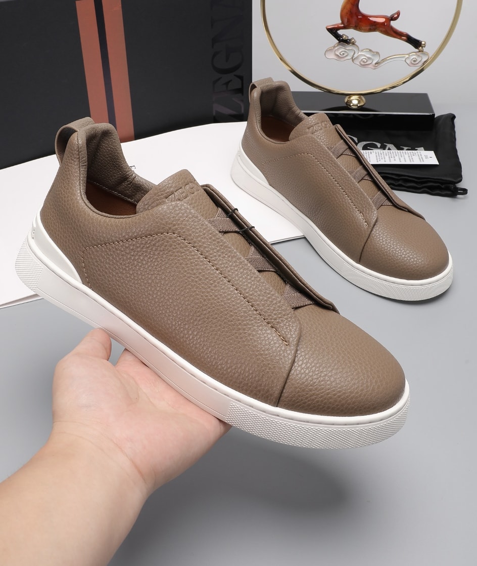 Zegna Triple Stitch Sneakers Taupe — vista principal