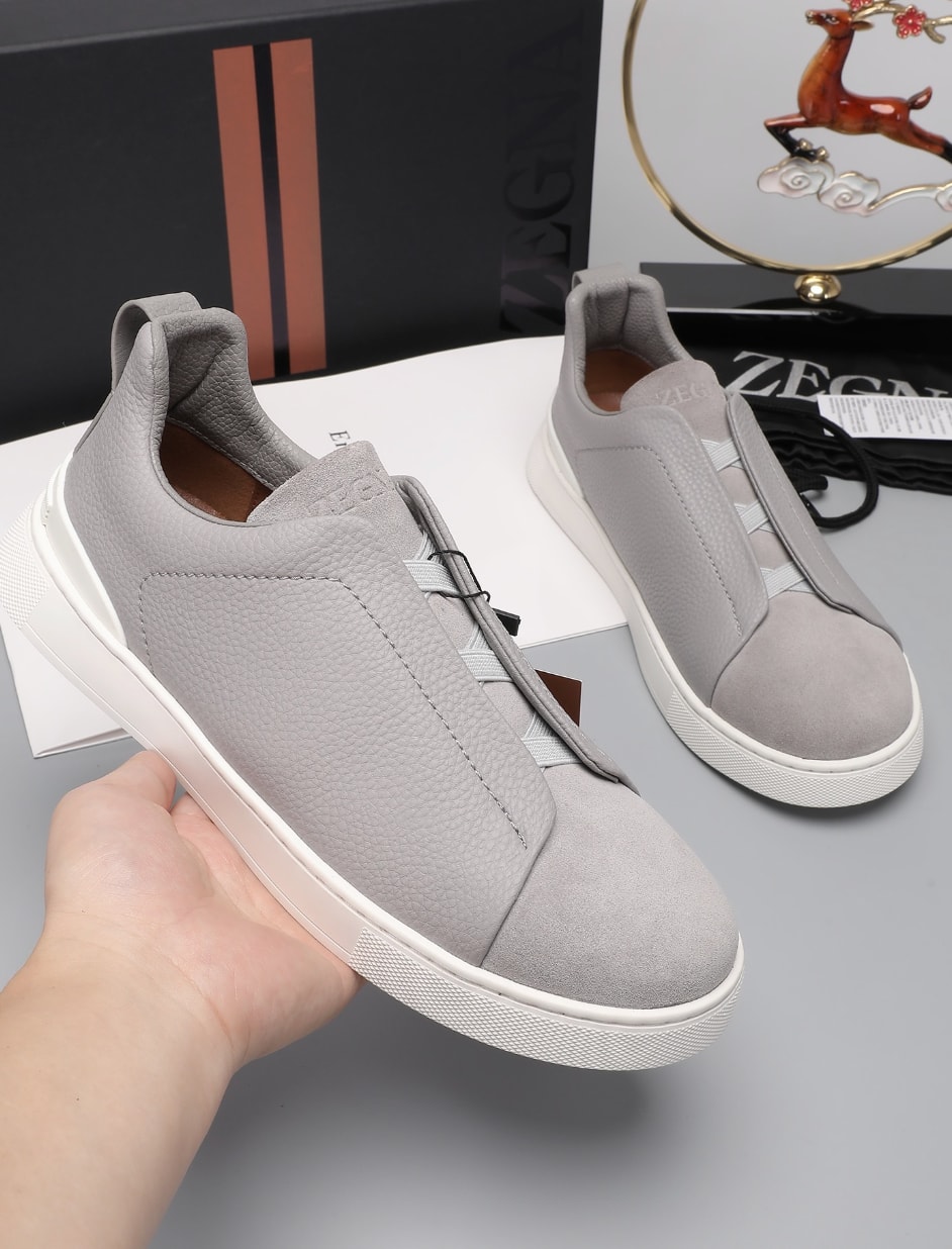Zegna Triple Stitch Two-Tone Sneakers Grey — vista principal